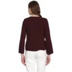 Women's Polyester Diagonal Cut Long Sleeves Blazer (Maroon) - Image 5