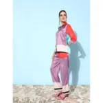 Women's Satin Colour Block Long Sleeves Co-Ord Set (Multicolor) - Image 3