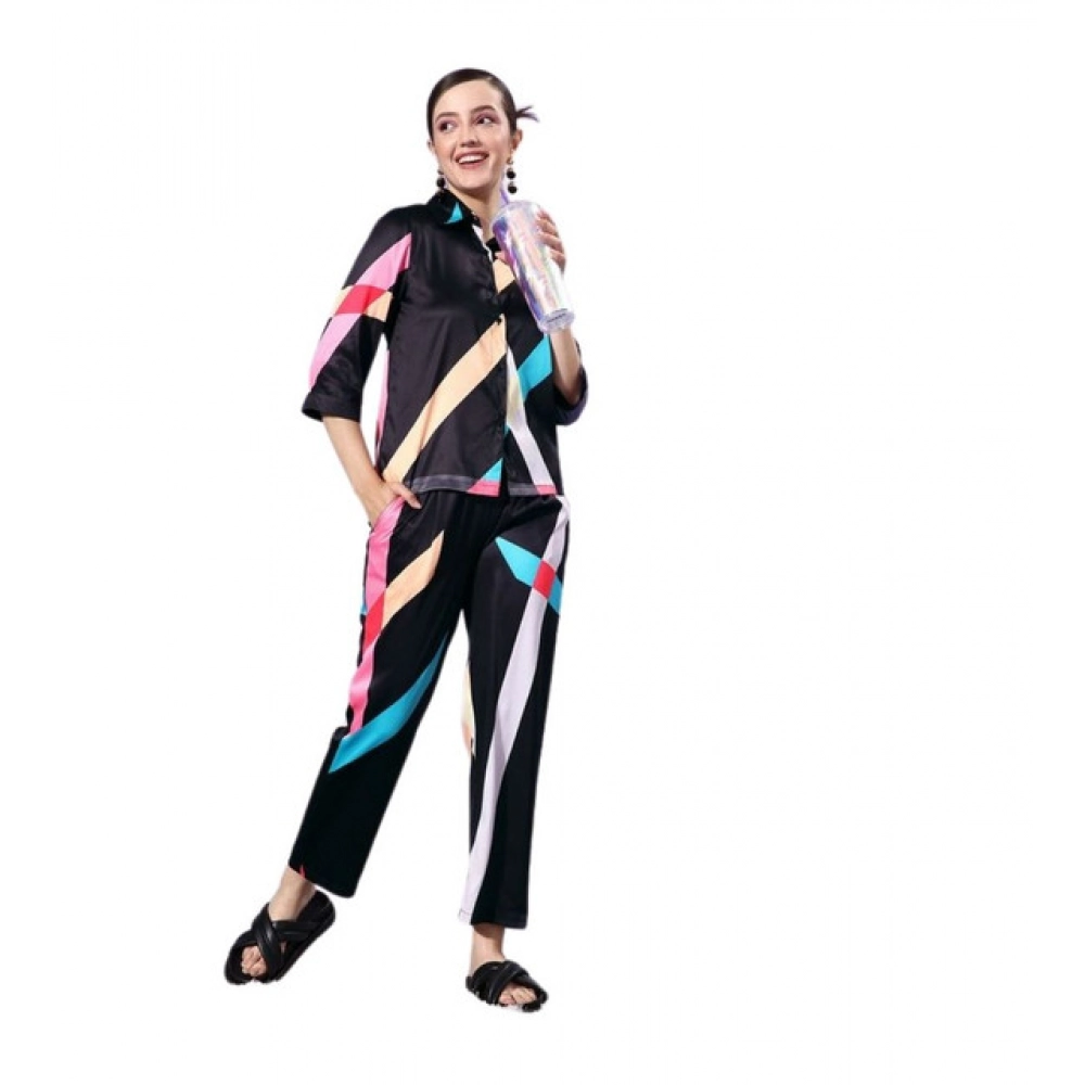 PID-65330-Women-s-Satin-Colour-Block-Long-Sleeves-Co-Ord-Set-Black-Multi-1-1000x1000-1.webp Women's Satin Colour Block Long Sleeves Co-Ord Set (Multicolor) - Image 1