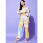 Women's Polyester Colour Blocking 3-4th Sleeve Co-Ord Set (Multicolor) - Image 3