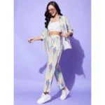 Women's Polyester Floral 3-4th Sleeve Co-Ord Set (Multicolor) - Image 3