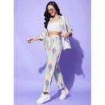 Women's Polyester Floral 3-4th Sleeve Co-Ord Set (Multicolor) - Image 5