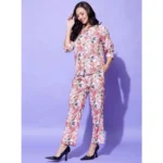 Women's Polyester Floral 3-4th Sleeve Co-Ord Set (Multicolor) - Image 3