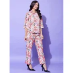 Women's Polyester Floral 3-4th Sleeve Co-Ord Set (Multicolor) - Image 5
