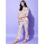 Women's Polyester Floral 3-4th Sleeve Co-Ord Set (Multicolor) - Image 3
