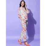 Women's Polyester Floral 3-4th Sleeve Co-Ord Set (Multicolor) - Image 5