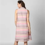 Women's Polyester Striped Sleeveless Dress (Pink) - Image 5