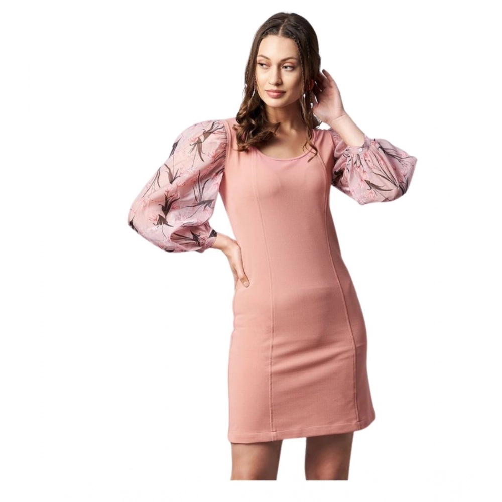 PID-65358-Women-s-Polyester-Lycra-And-Organza-Floral-Balloon-Sleeve-Dress-Pink-1-1000x1000-1.webp Women's Polyester Lycra And Organza Floral Balloon Sleeve Dress (Pink) - Image 1
