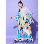 Women's Satin Colour Blocking Kaftan Dress (Multicolor) - Image 3