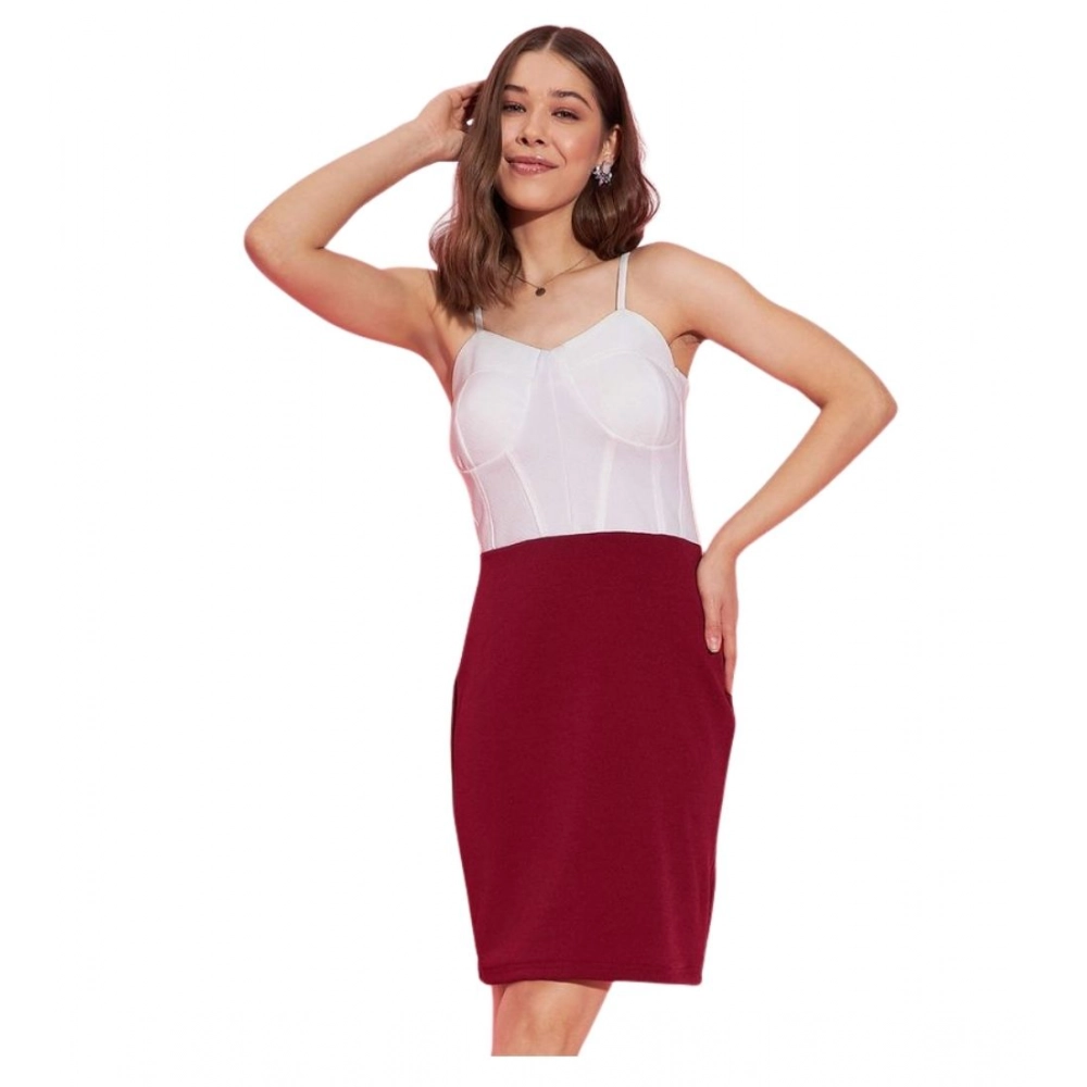 PID-65372-Women-s-Polyester-Lycra-Color-Blocking-Shoulder-Straps-Dress-White-Maroon-1-1000x1000-1.webp Women's Polyester Lycra Color Blocking Shoulder Straps Dress (White - Maroon) - Image 1