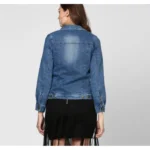 Women's Denim Washed Long Sleeves Jacket (Blue) - Image 2