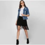 Women's Denim Washed Long Sleeves Jacket (Blue) - Image 5