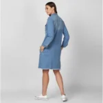 Women's Denim Washed Long Sleeves Jacket (Blue) - Image 5