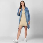 Women's Denim Washed Long Sleeves Jacket (Blue) - Image 2