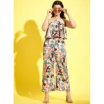 Girl's Polyester Crepe Floral Sleeveless Jumpsuit (Multicolor) - Image 4
