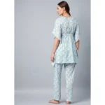 Women's Rayon Floral Kaftan Sleeve Kaftan Sets (Light Blue) - Image 5