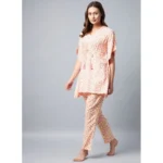 Women's Rayon Tie And Dye Kaftan Sleeve Night Suit (Multicolor) - Image 2