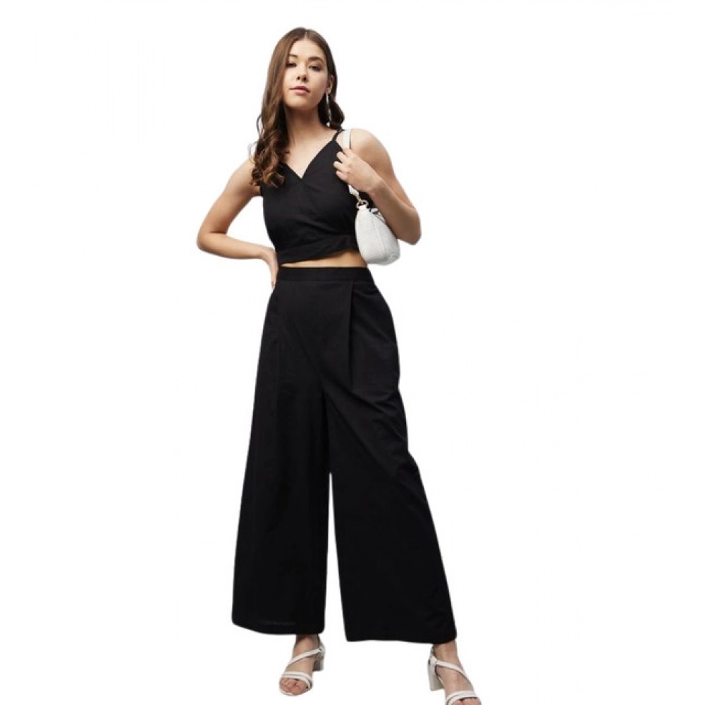 PID-65415-Women-s-Cotton-Linen-Solid-Sleeveless-Set-Black-1-1000x1000-1.webp Women's Cotton Linen Solid Sleeveless Crop Top and Palazzo Set (Black) - Image 1