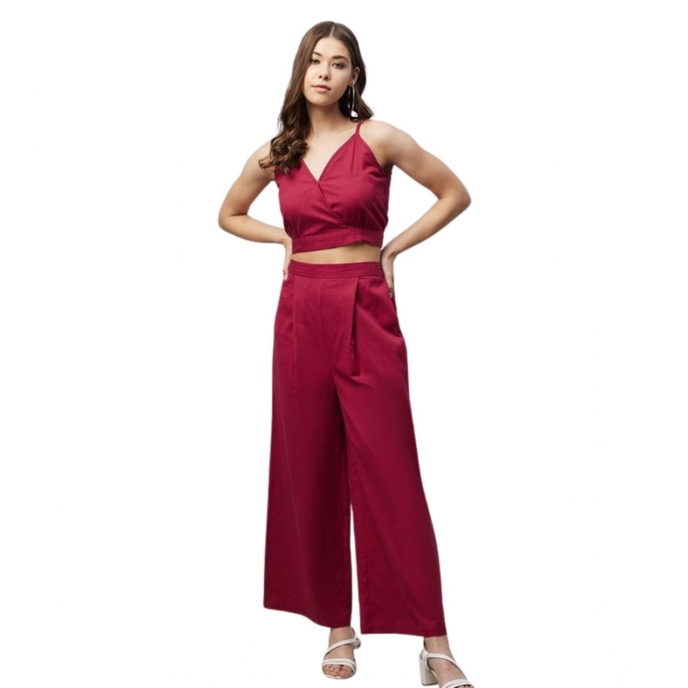 PID-65416-Women-s-Cotton-Linen-Solid-Sleeveless-Set-Maroon-1-1000x1000-1.webp Women's Cotton Linen Solid Sleeveless Crop Top and Palazzo Set (Maroon) - Image 1