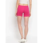 Women's Cotton Solid Elasticated Shorts (Pink) - Image 5