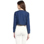 Women's Denim Embellished Long Sleeves Shrug (Blue) - Image 5