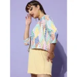 Women's Polyester Floral 3-4th Sleeves Shrug (Multicolor) - Image 3