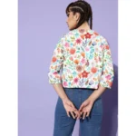 Women's Polyester Floral 3-4th Sleeves Shrug (Multicolor) - Image 5