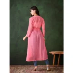 Women's Chiffon Self Design Long Sleeves Shrug (Pink) - Image 5