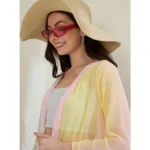 Women's Georgette Ombre Short Sleeve Shrug (Multicolor) - Image 5