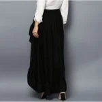 Women's Rayon Ruffled Elasticated Skirt (Black) - Image 4