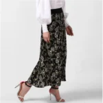 Women's Georgette Chain Print Elasticated Skirt (Black-Cream) - Image 3