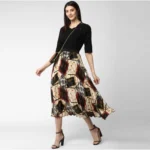 Women's Satin Pleated Elasticated Skirt (Multicolor) - Image 3
