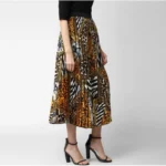 Women's Satin Pleated Elasticated Skirt (Multicolor) - Image 3