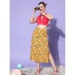 Women's Polyester Floral Side Zip Skirt (Multicolor) - Image 2
