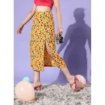 Women's Polyester Floral Side Zip Skirt (Multicolor) - Image 3