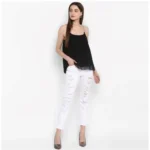 Women's Polyester Embellished Shoulder Straps Top (Black) - Image 4