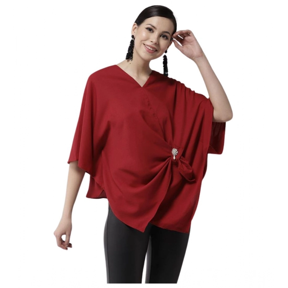 PID-65471-Women-s-Polyester-Solid-Cape-Sleeve-Top-Red-1-1000x1000-1.webp Women's Polyester Solid Cape Sleeve Top (Red) - Image 1