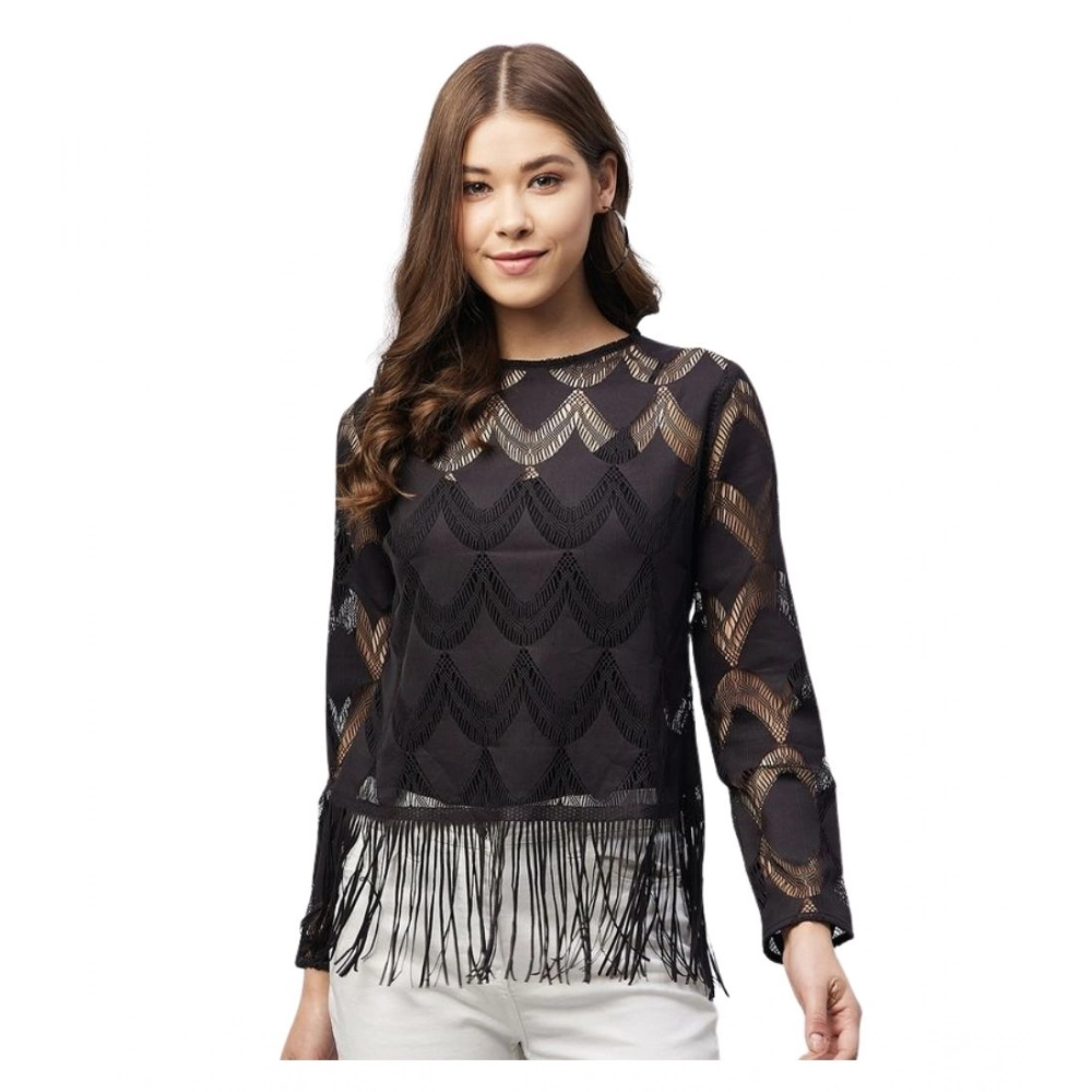 PID-65477-Women-s-Lace-Self-Design-Short-Sleeve-Top-Black-1-1000x1000-1.webp Women's Lace Self Design Short Sleeve Top (Black) - Image 1