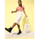 Women's Polyester Lycra Solid Short Sleeve Top (Pink) - Image 3