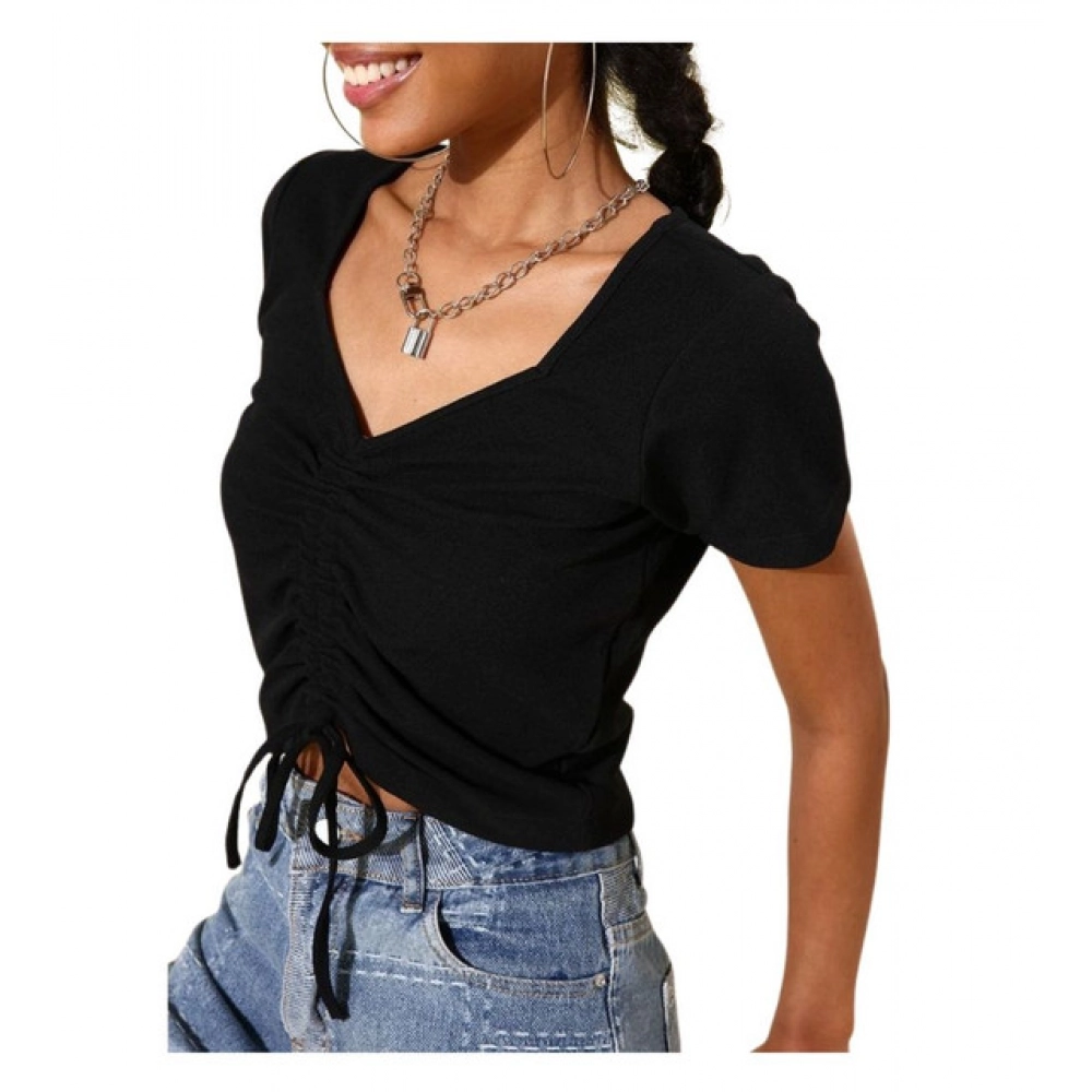 PID-65481-Women-s-Polyester-Lycra-Solid-Short-Sleeve-Top-Black-1-1000x1000-1.webp Women's Polyester Lycra Solid Short Sleeve Top (Black) - Image 1
