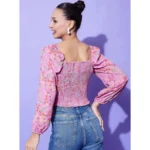 Women's Polyester Floral Long Sleeves Top (Multicolor) - Image 4