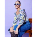 Women's Polyester Floral Long Sleeves Top (Multicolor) - Image 4