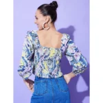Women's Polyester Floral Long Sleeves Top (Multicolor) - Image 3