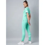 Women's Cotton Striped Short Sleeve Tracksuit (Green) - Image 3
