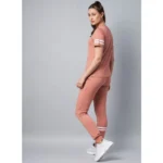 Women's Cotton Striped Short Sleeve Tracksuit (Pink) - Image 3