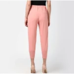 Women's Polyester Solid Elasticated Trousers (Pink) - Image 2
