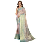 Women's Jacquard Saree With Unstitched Blouse 5.5Mtr (Multicolor) - Image 4