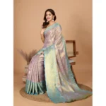 Women's Jacquard Saree With Unstitched Blouse 5.5Mtr (Multicolor) - Image 3