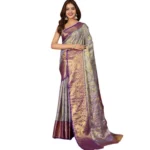 Women's Jacquard Saree With Unstitched Blouse 5.5Mtr (Multicolor) - Image 4