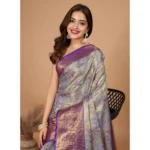 Women's Jacquard Saree With Unstitched Blouse 5.5Mtr (Multicolor) - Image 2